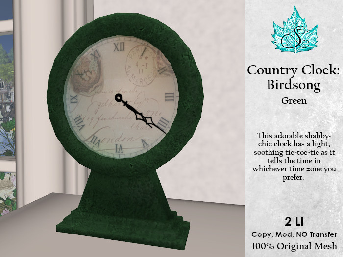 Country Clock: Birdsong - Green