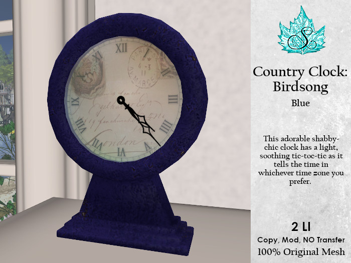 Country Clock: Birdsong - Blue