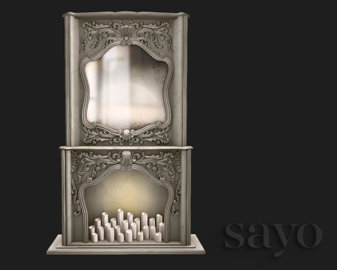 SAYO Sin - Gothic Fireplace - Ivory