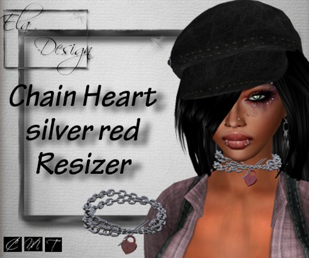 Chain Heart silver red