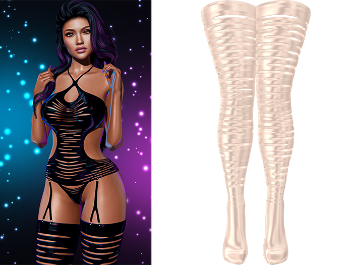 Pepper Ripped Stockings [Sand] - Maitreya • Legacy