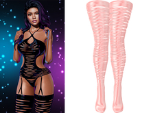 Pepper Ripped Stockings [Champagne Pink] - Maitreya • Legacy