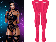 Pepper Ripped Stockings [Hot Pink] - Maitreya • Legacy