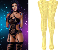 Pepper Ripped Stockings [Lemon Yellow] - Maitreya • Legacy