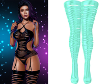 Pepper Ripped Stockings [Seafoam Green] - Maitreya • Legacy