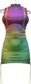 RAINBOW WATERCOLOR Hip Laced Dress w Harness