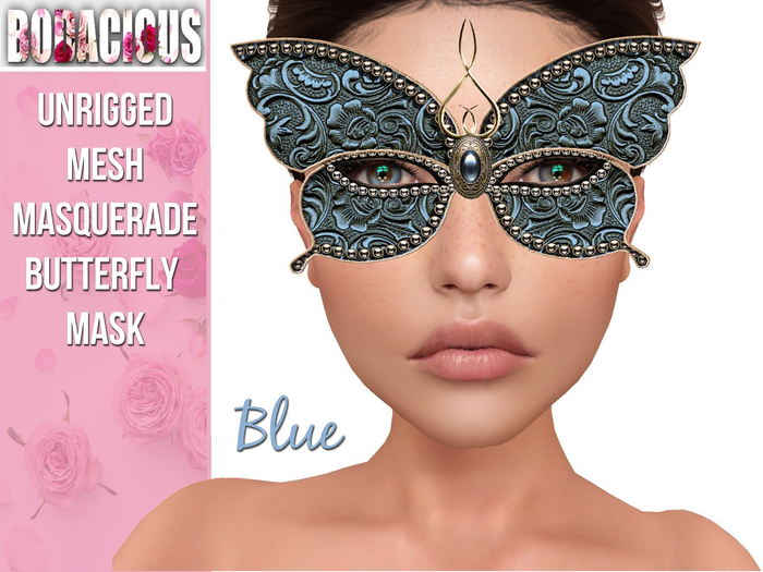 [:B:] Butterfly Masquerade Mask ~ Blue UNPACKER
