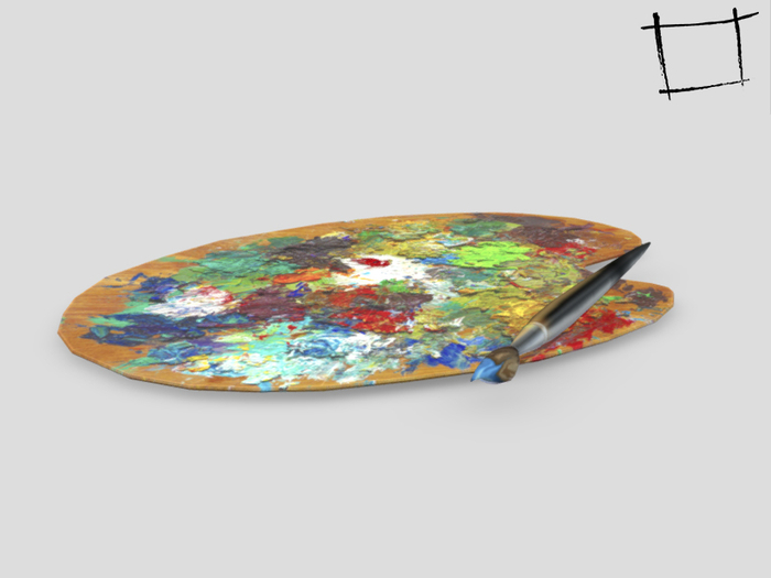 Full Perm Mesh Painter Artist's Paint Mix Palette and Brush