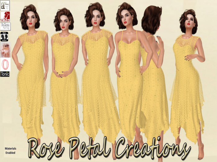 RPC FM Crochet French Style Slip Dress in Yellow LEGACY MAITREYA SLINK BELLEZA (Wear to unpack)