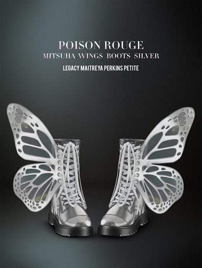 POISON ROUGE Mitsuha Wings Boots - Silver