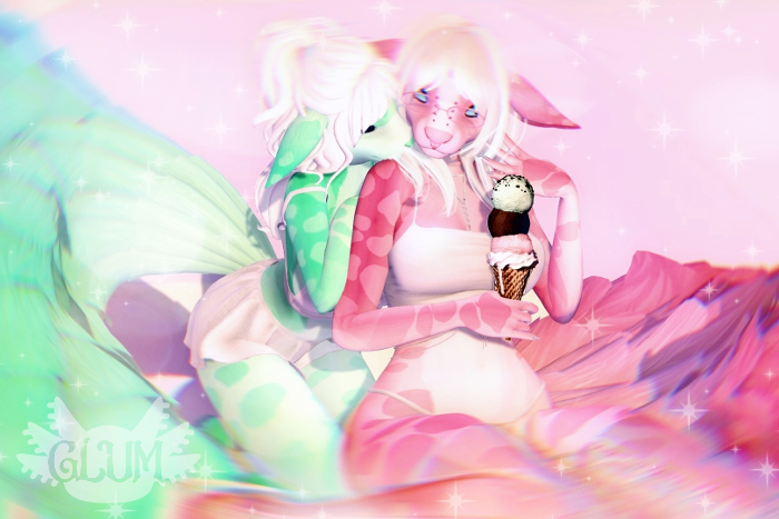 Glum ~ Catsune - Set of 2 - Mint & Raspberry