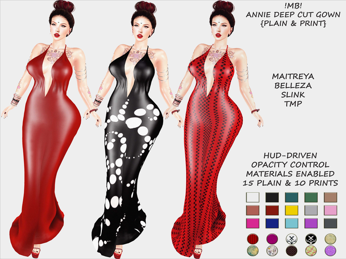 !MB! ANNIE DEEP CUT GOWN {PLAIN & PRINT}