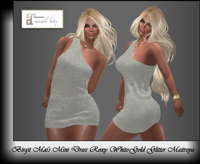 Birgit Mai's Mini Dress Roxy White - Gold Glitter MAITREYA