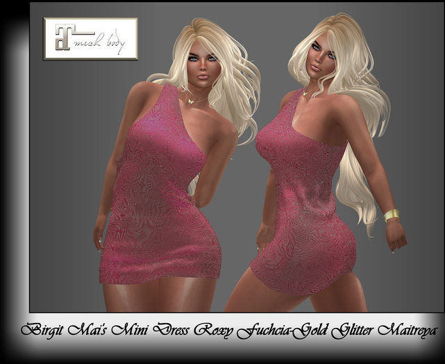 Birgit Mai's Mini Dress Roxy Fuchcia - Gold Glitter MAITREYA