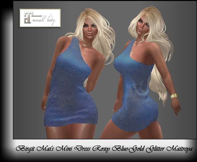 Birgit Mai's Mini Dress Roxy Blue - Gold Glitter MAITREYA