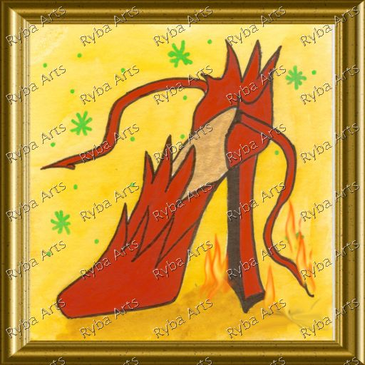 Fire Red Shoes Painting