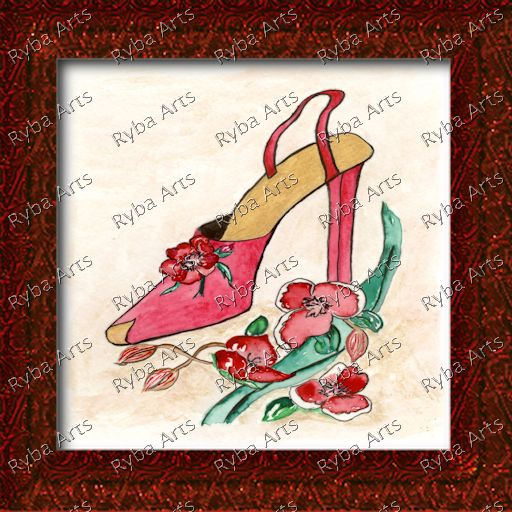 Red Poppy Shoe Painting