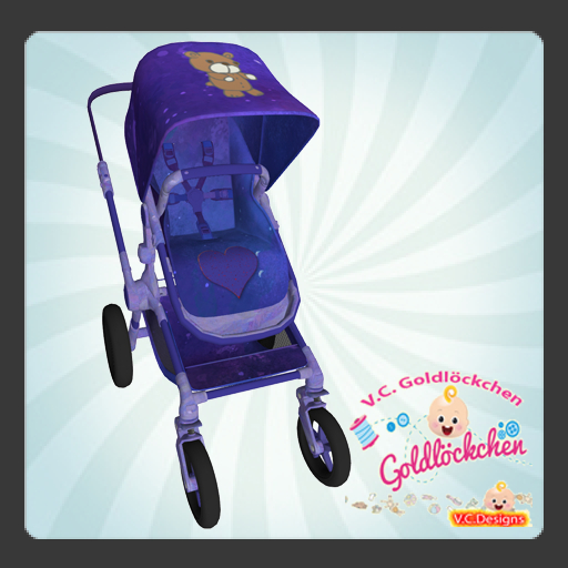 Zooby Stroller HUD Blue Heart and Bear