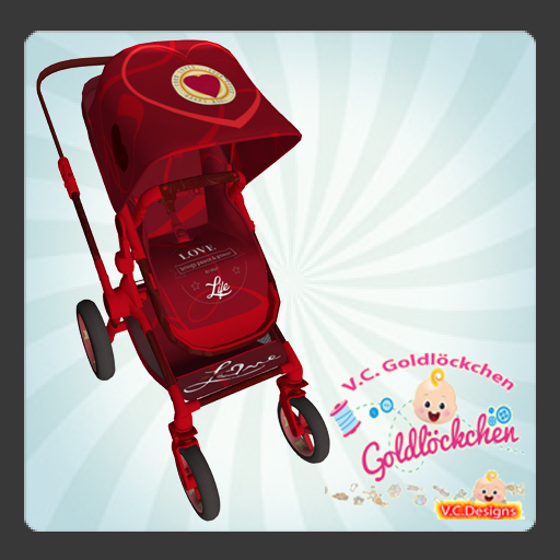 Zooby Stroller HUD Dark Red Hearts