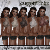 Custom iNKZ Playful V.2 - 5 Sheer Shirts, Jean Shorts & Pasties [NEW - PROMO]