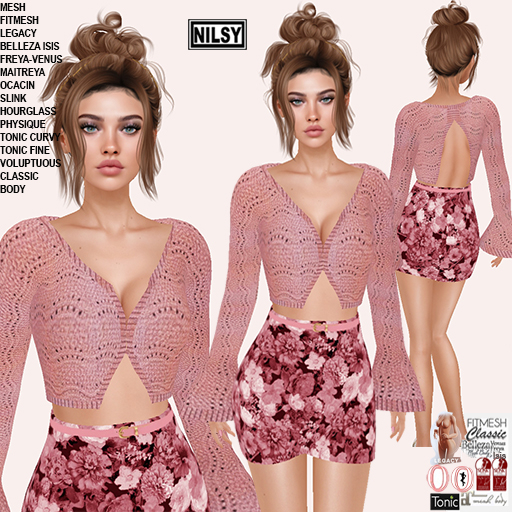 SUMMER SWEATER WITH FLORAL SKIRT,CLASSIC&MESH BODY