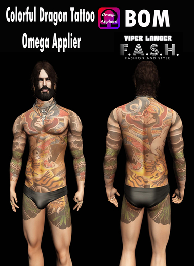 F.A.S.H VIPER Colorful dragon Tattoo Omega Applier BOM