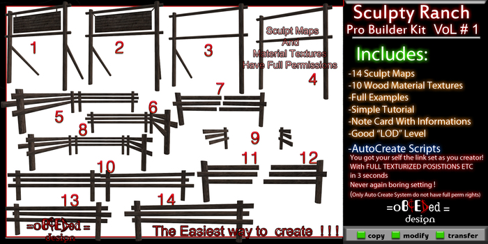 Sculpty Ranch Pro Builder Kit Vol-1 by Obceded DesiGn [FULL PERM]