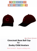 *KC* Cincinnati Baseball Caps for Zooby child Avatars