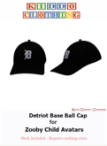 *KC* Detroit Baseball Caps for Zooby child Avatars
