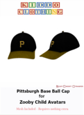 *KC* Pittsburgh Baseball Caps for Zooby Child Avatar