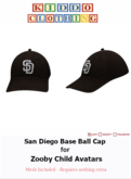 *KC* San Diego Baseball Caps for Zooby child Avatars
