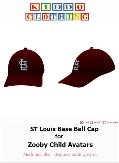*KC* ST Louis Baseball Caps for Zooby Child Avatar