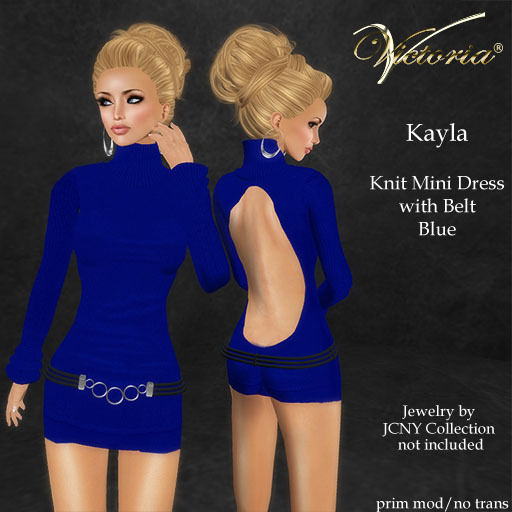 VictoriaV - Kayla Knit Mini Dress Blue