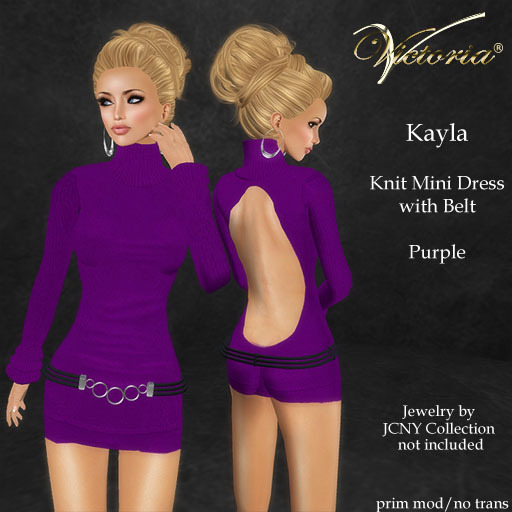 VictoriaV - Kayla Knit Mini Dress Purple