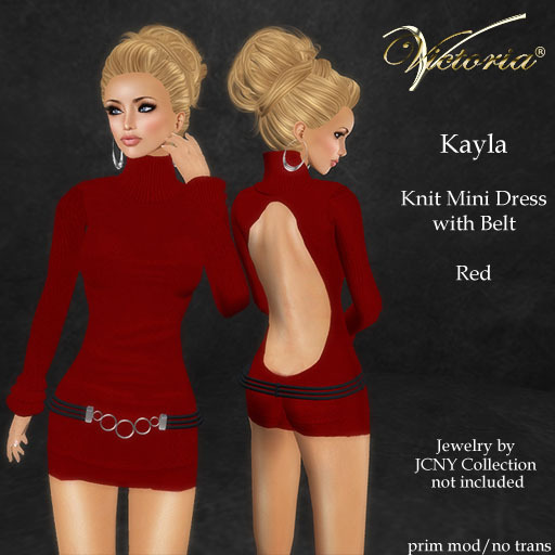 VictoriaV - Kayla Knit Mini Dress Red