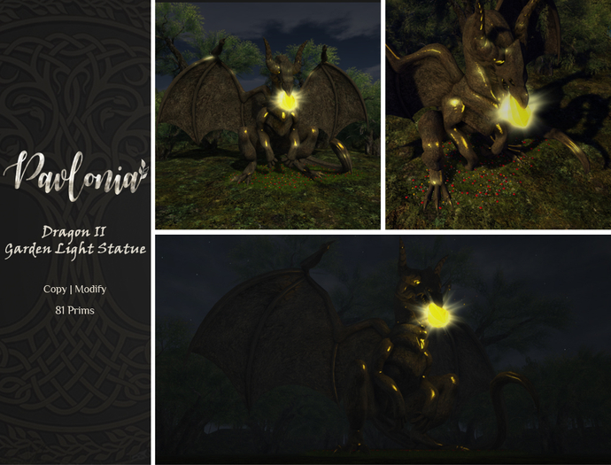 Dragon II Garden Light Statue