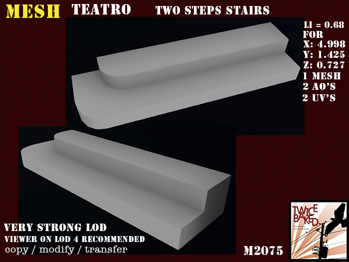 "TB" Teatro Two step stairs  with rounded corner M2075