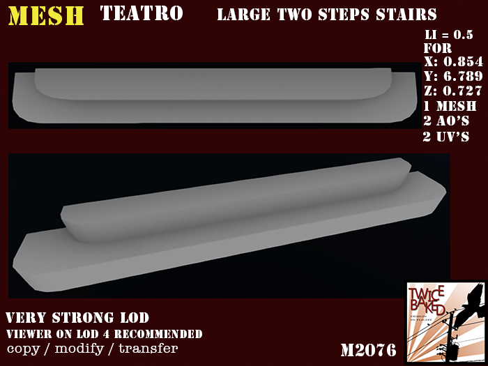 "TB" Teatro Large two steps stairs with rounded corners M2076