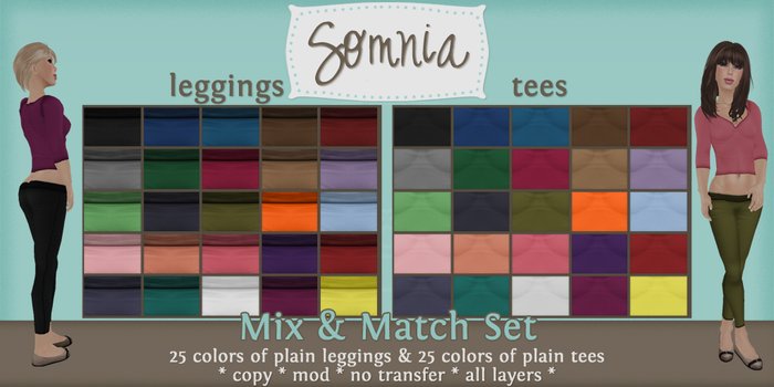 .: Somnia :. Mix & Match Plain Set {Tees & Leggings}