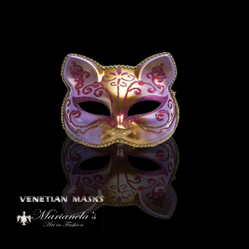 Marianela's Venetian Mask GATTO ROSA