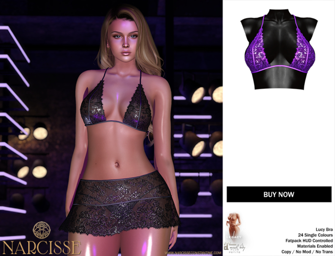 -Narcisse- ADD Lucy Lace Bra - Neon Purple