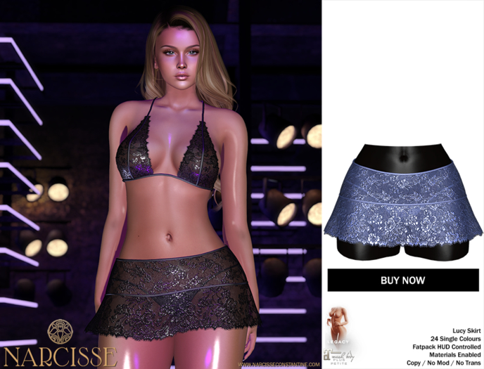 -Narcisse- ADD Lucy Lace Skirt & Panties - Agean Blue