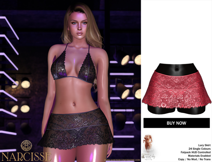 -Narcisse- ADD Lucy Lace Skirt & Panties - Coral