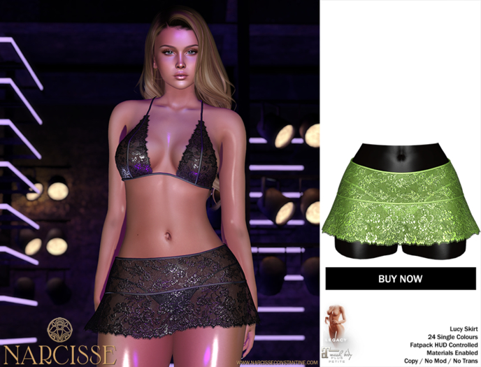 -Narcisse- ADD Lucy Lace Skirt & Panties - Lime Zest