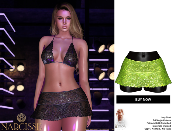 -Narcisse- ADD Lucy Lace Skirt & Panties - Neon Green