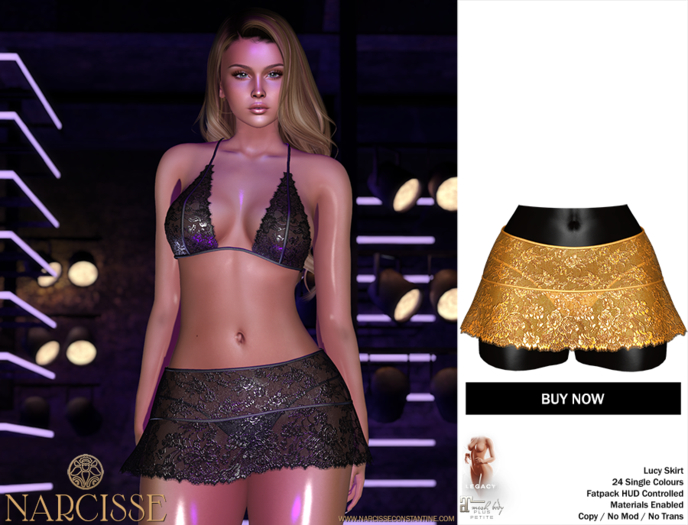 -Narcisse- ADD Lucy Lace Skirt & Panties - Neon Orange