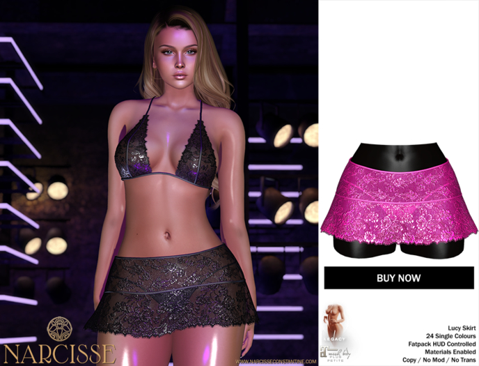 -Narcisse- ADD Lucy Lace Skirt & Panties - Neon Pink