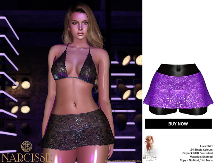 -Narcisse- ADD Lucy Lace Skirt & Panties - Neon Purple