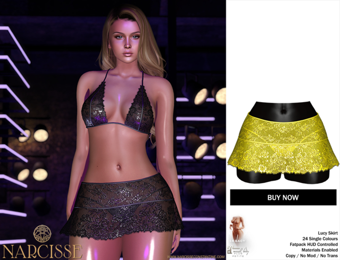 -Narcisse- ADD Lucy Lace Skirt & Panties - Neon Yellow