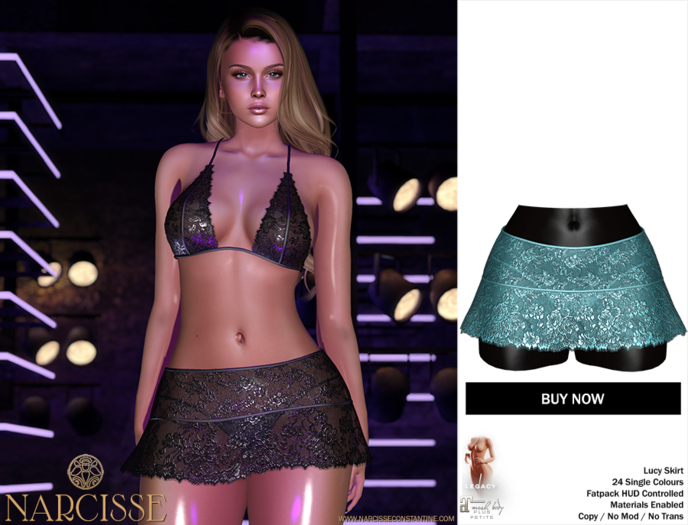-Narcisse- ADD Lucy Lace Skirt & Panties - Teal Star